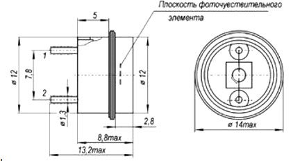 Рис.1. Габаритные размеры фотодиода ФД-315