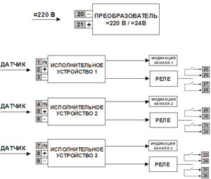Рис.2 - Схема подключения реле (исполнение 2)