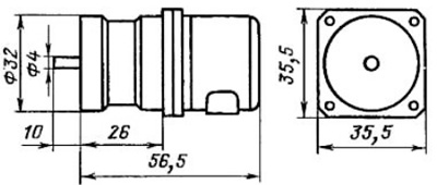 Рис.1. Габаритный чертеж тахогенератора ТГП-1